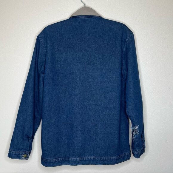 Vintage Pointer Blanket Lined Denim Barn Coat Chore Jacket THRASHED Men Small - Picture 6 of 14